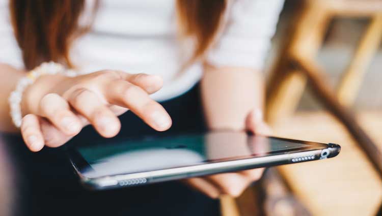 Woman using an ipad