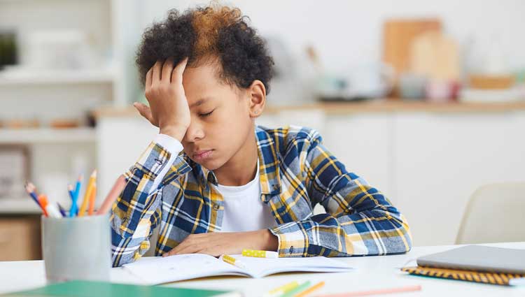Child tired of thinking