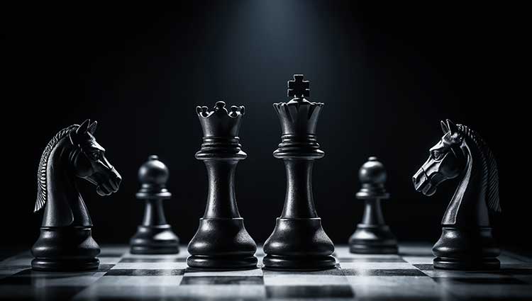 King and Queen on a chess board along with a few members of the "army"