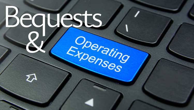Keyboard image with Bequets and OPerating Expenses spelled over it.