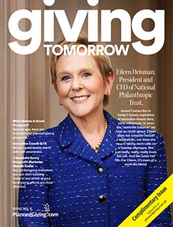 Eileen Heisman on the Cover of Giving Tomorrow Magazine