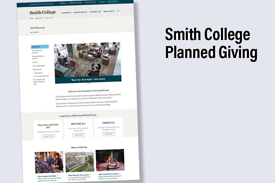 Planned Giving Website features