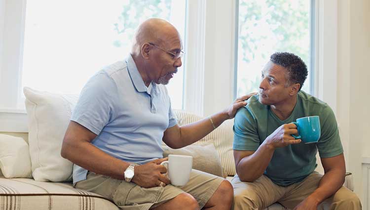 Father and son communicating