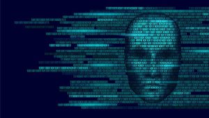 Face and numbers depicting artificial intelligence