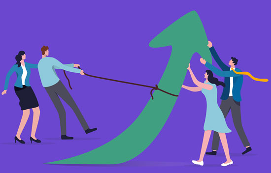 Teamwork driving nonprofit growth forward with planned giving—illustrating momentum, strategy, and long-term fundraising success together