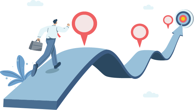 Illustration of a fundraiser on a path to success.